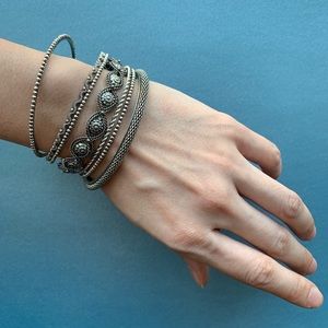 Rustic 6pc Bangle Set (Silver)